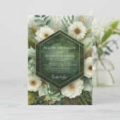 Emerald Botanische Bloei Bruiloft Kaart (Staand voorkant)