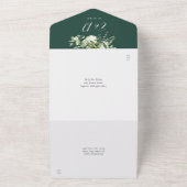 Emerald Botanische Groene Monogram Huwelijk All In One Uitnodiging (Buitenkant)