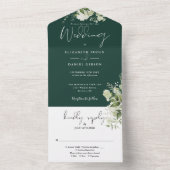Emerald Botanische Groene Monogram Huwelijk All In One Uitnodiging (Binnen)