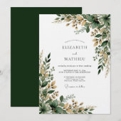Emerald Botanische Penseelstreek Bruiloft Kaart (Voorkant / Achterkant)
