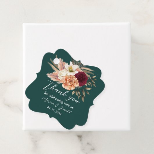 Emerald Bourgondië Bloemen Dank u Bedankjes Labels (In situ)