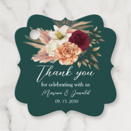 Emerald Bourgondië Bloemen Dank u Bedankjes Labels