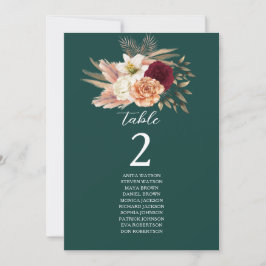 Emerald Bourgondië Bloemen Tafel Zitplaatsen