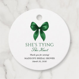 Emerald Bow She's Tying the Knot Bridal Shower Bedankjes Labels
