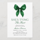 Emerald Bow She's Tying the Knot Bridal Shower Kaart (Voorkant)