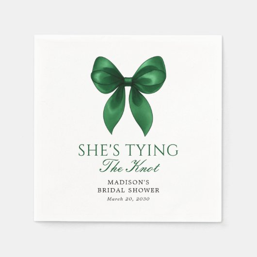 Emerald Bow She's Tying the Knot Bridal Shower Servet (Voorkant)
