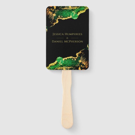 Emerald Bronze Black Wedding Program set of Fans Handwaaier (Voorkant)