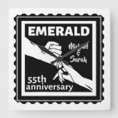 Emerald bruiloft 55 jaar vierkante klok (Voorkant)