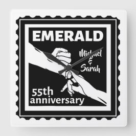Emerald bruiloft 55 jaar vierkante klok