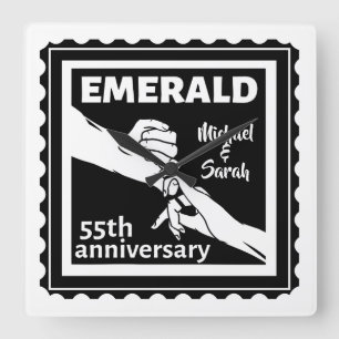 Emerald bruiloft 55 jaar vierkante klok