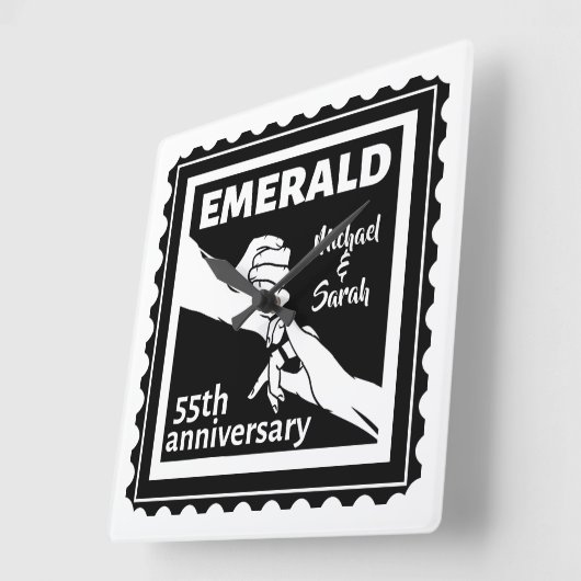 Emerald bruiloft 55 jaar vierkante klok (Hoek)