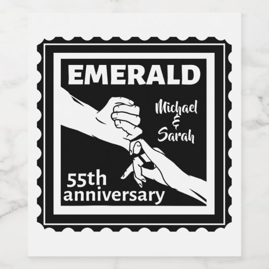Emerald bruiloft 55 jaar wijn etiket (Enkel label)