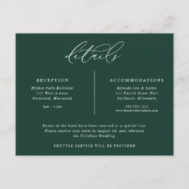 Emerald bruiloft details Elegant Informatiekaartje