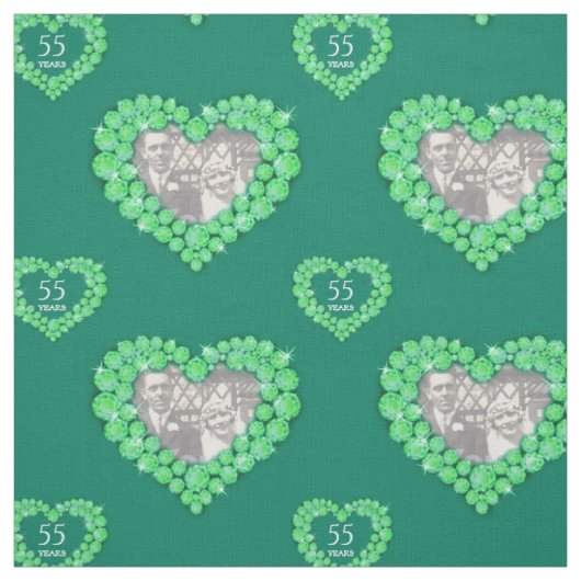 Emerald bruiloft jubileum aangepaste foto patroon stof (Swatch)