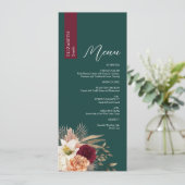 Emerald Burgundy Trouwmenu met Naam Menu (Staand voorkant)