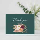 Emerald Burgundy Wedding Bedankkaart (Staand voorkant)