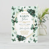 Emerald Butterfly Quinceanera uitnodiging (Staand voorkant)