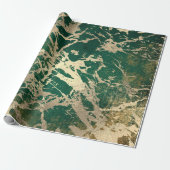 Emerald Cali Gold Marble Shiny Metallic Grungy VIP Cadeaupapier (Uitgerold)