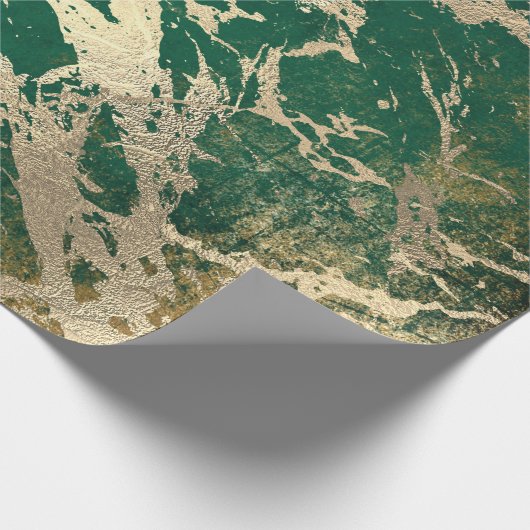 Emerald Cali Gold Marble Shiny Metallic Grungy VIP Cadeaupapier (Hoek)
