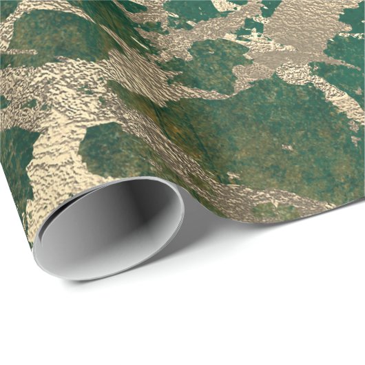 Emerald Cali Gold Marble Shiny Metallic Grungy VIP Cadeaupapier (Rol Hoek)