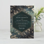 Emerald Celestial Flora Wedding Kaart (Staand voorkant)