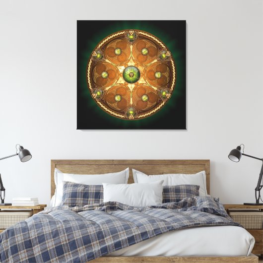 Emerald Celtic Chieftain's Shield Canvas Afdruk (Insitu (Slaapkamer))