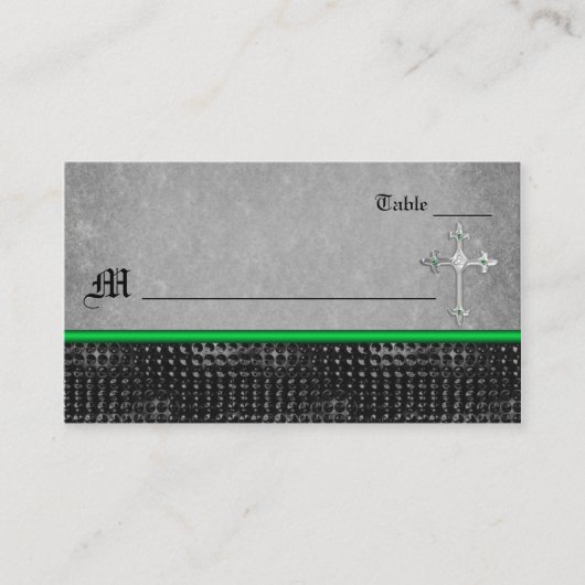 Emerald Celtic Cross Green en Black Place Card Plaatskaartje (Voorkant)
