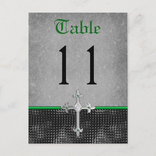 Emerald Celtic Cross Table Number Briefkaart (Voorkant)