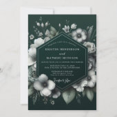 Emerald Chiaroscuro Bloom Wedding Kaart (Voorkant)