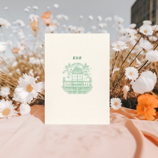 Emerald Chinoiserie  Bloemen Huwelijk Kaart