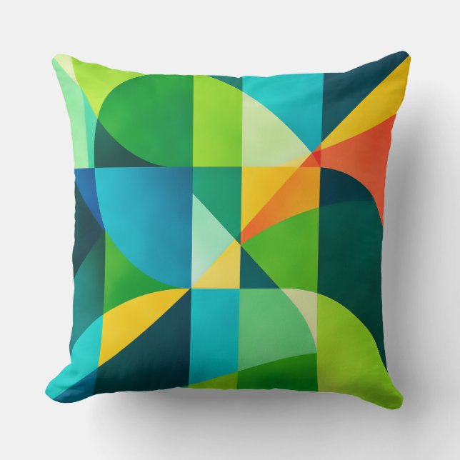 Emerald Citrus Geometric Abstract Kussen (Voorkant)