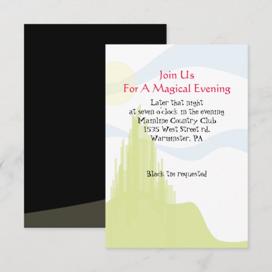 EMERALD CITY Bat Mitzvah Wizard Oz Party Card Kaart (Voorkant / Achterkant)