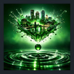 Emerald City Boston Liquid Art Poster<br><div class="desc">Witness the iconic Boston skyline reimagined through the lens of "Liquid Alchemy." This surreal masterpiece captures a stunning city silhouette rising from a high-velocity emerald green splash, suspended above rhythmic concentric ripples. Rendered in stunning 8K ultra-high definition, every skyscraper and bridge detail is captured with razor-sharp clarity, ensuring professional print...</div>