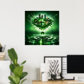Emerald City Boston Vloeibare Kunst Poster (Thuiskantoor)