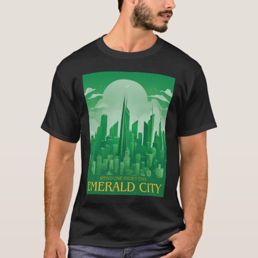 Emerald City Vintage Travel Poster T-shirt (Voorkant)