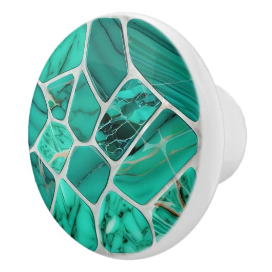 Emerald Coast Marmer Mozaïek cellen abstracte kuns Keramische Knop (Rechts)