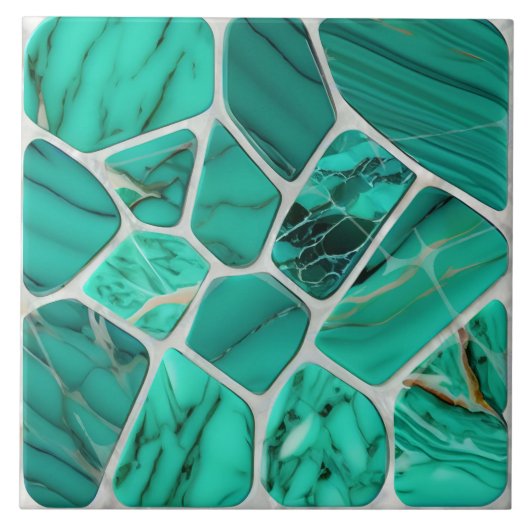 Emerald Coast Marmer Mozaïek cellen abstracte kuns Tegeltje (Voorkant)