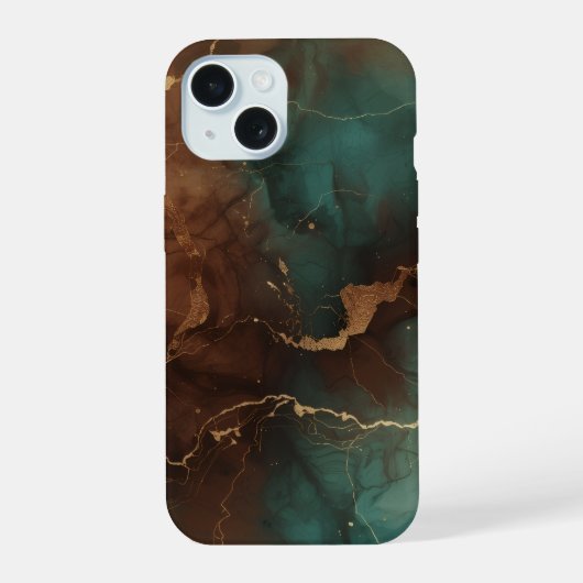 Emerald & Copper Marble Luxe Phone Case iPhone 15 Case (Achterkant)