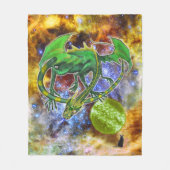 Emerald Cosmic Dragon Fleece Blanket (Voorkant)