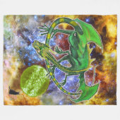 Emerald Cosmic Dragon Fleece Blanket Deken (Voorkant (Horizontaal))