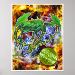 Emerald Cosmic Dragon Poster