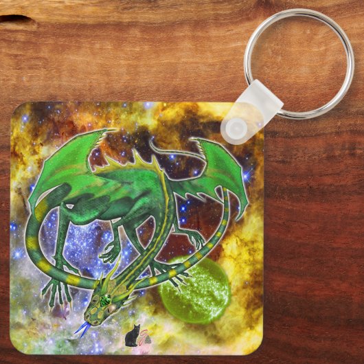 Emerald Cosmic Dragon Sleutelhanger (Achterkant)