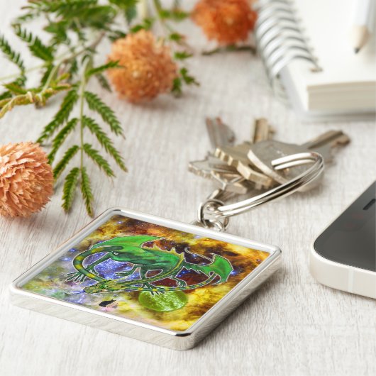 Emerald Cosmic Dragon Sleutelhanger (Zijkant)