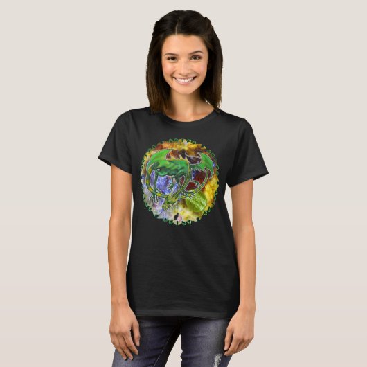 Emerald Cosmic Dragon T-Shirt (Voorkant volledig)