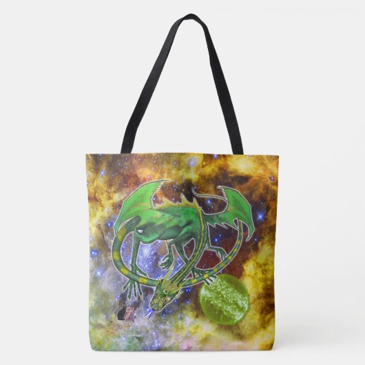 Emerald Cosmic Dragon Tote Bag (Voorkant)