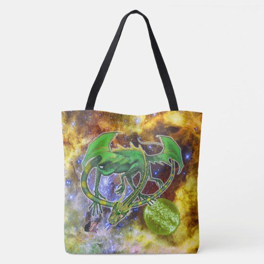 Emerald Cosmic Dragon Tote Bag (Achterkant)