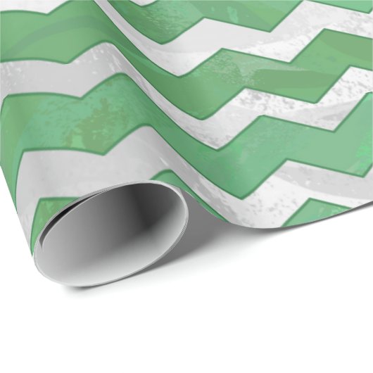 Emerald Cream Chevron Pattern Cadeaupapier (Rol Hoek)