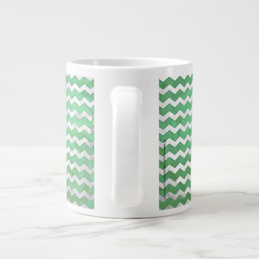 Emerald Cream Chevron Pattern Grote Koffiekop (Achterkant)