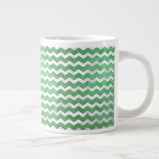 Emerald Cream Chevron Pattern Grote Koffiekop (Rechts)