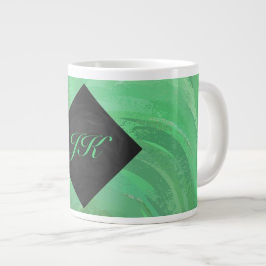 Emerald Cream en Black Monogram Grote Koffiekop (Voorkant rechts)